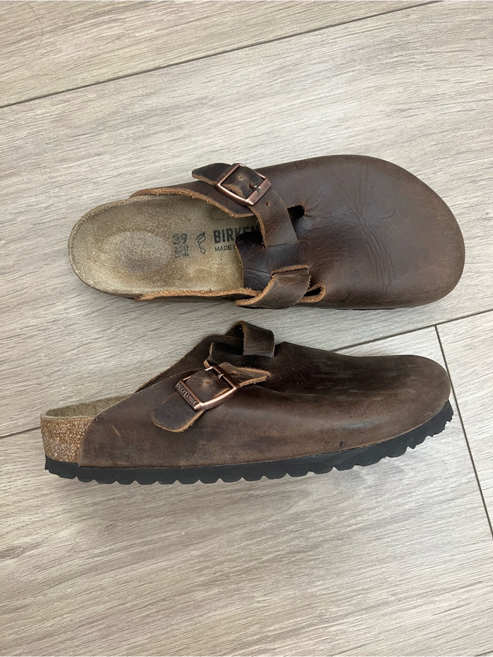 Birkenstock Boston Soft Footbed Oiled leather Habana clogs sz 39